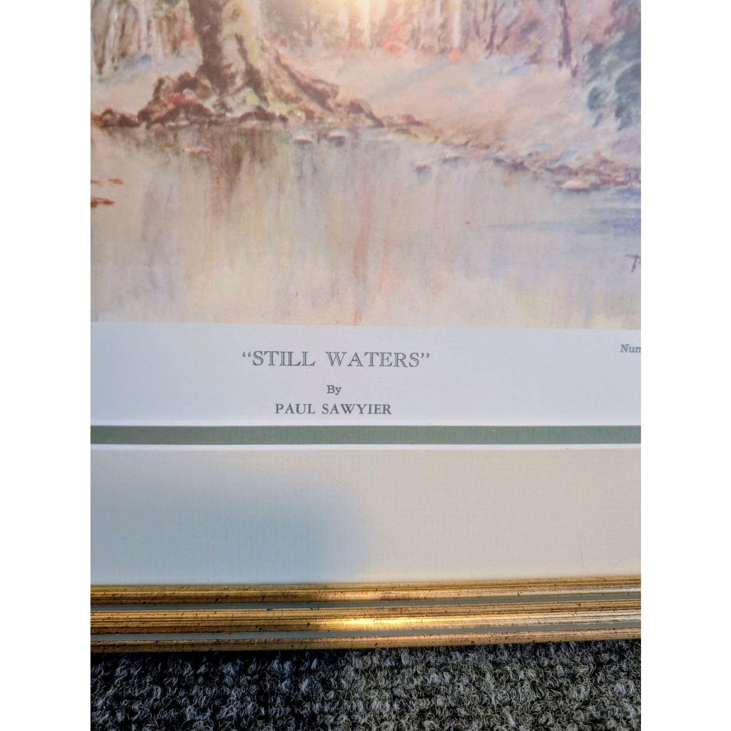 1975 Paul Sawyier Gilt Wood Frame Collector 'Still Waters' Numbered Copied Print