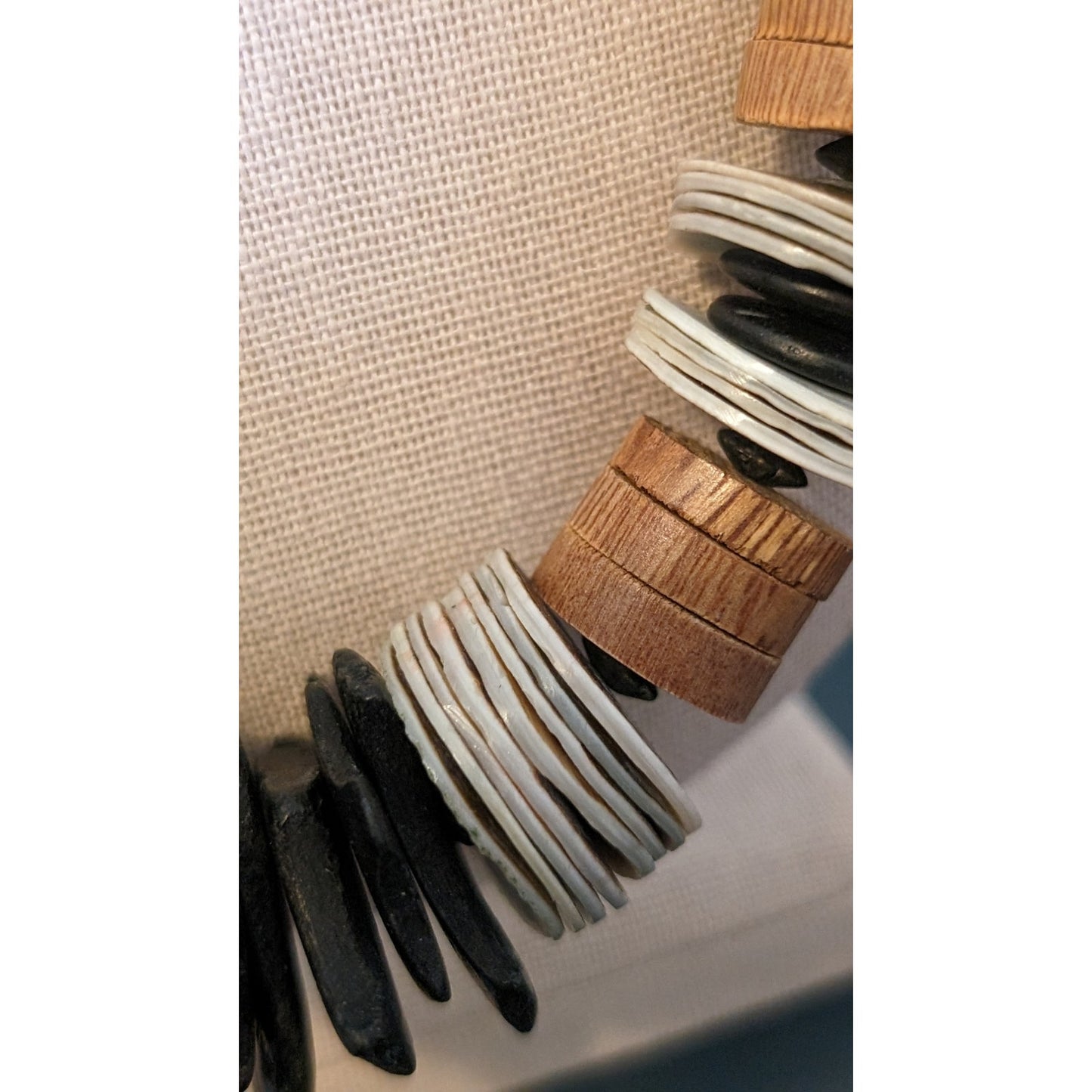 Vintage Chunky Wooden Shell Handmade Tribal Boho Necklace