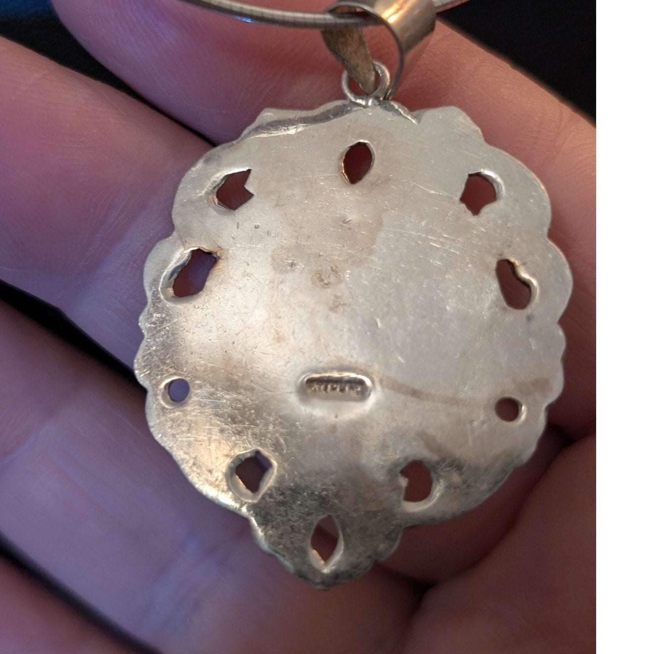 Vintage Sterling Silver Floral Lacy Heart Pendant 20" Necklace