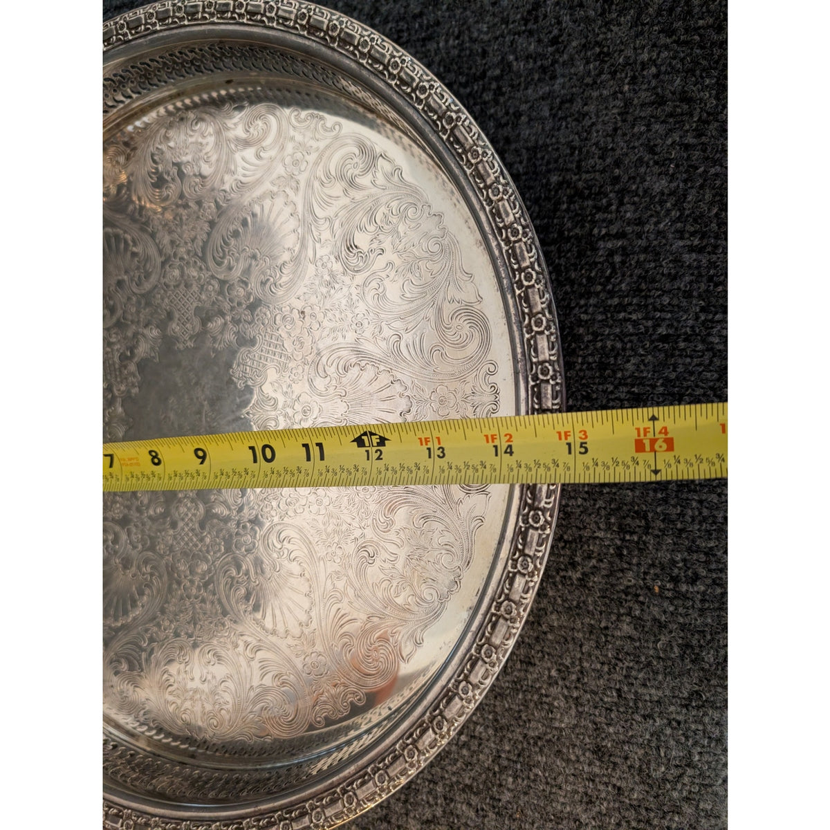 Vintage Camelot Silver Plate 6172G Rimmed Lazy Susan Serving Tray