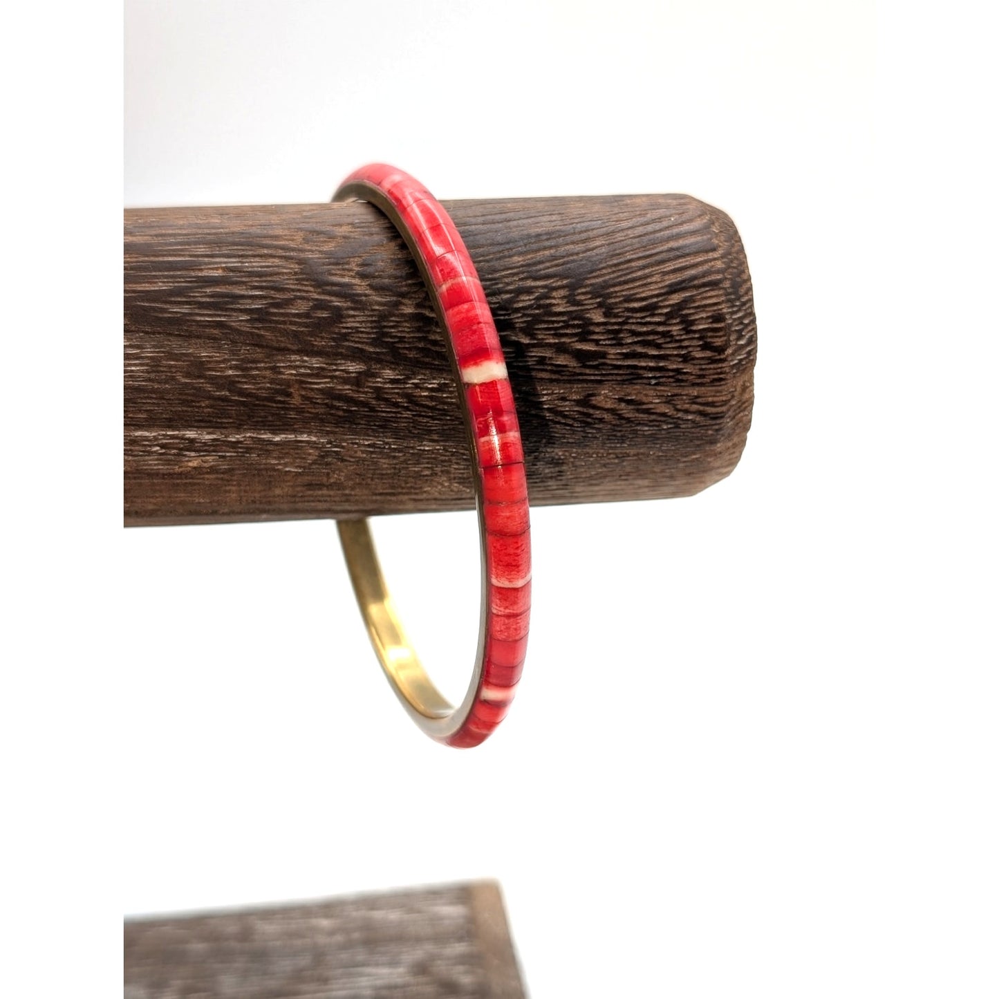 Red Inlay Brass Inside Bangle Bracelet