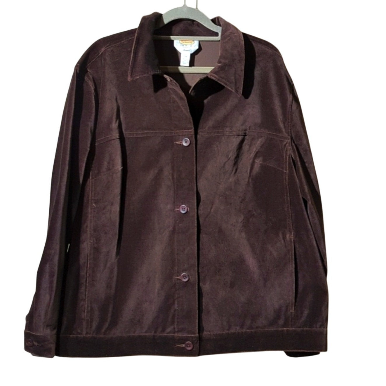 TALBOTS Vtg Brown Stretch Velvet Jean Style Jacket Women's Plus Size 12W