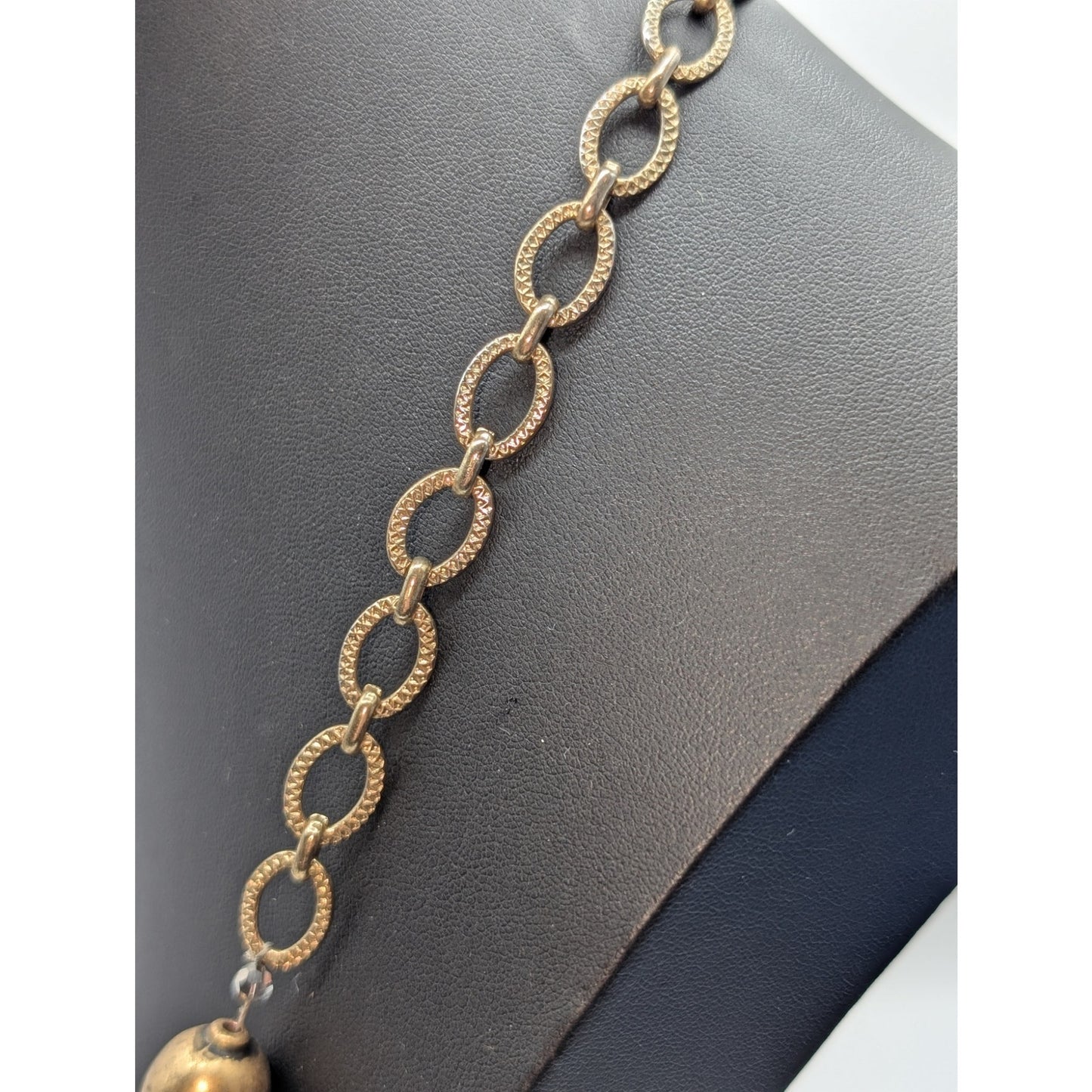 Chico's 35" Goldtone Black Gray Multi Bead Y Necklace