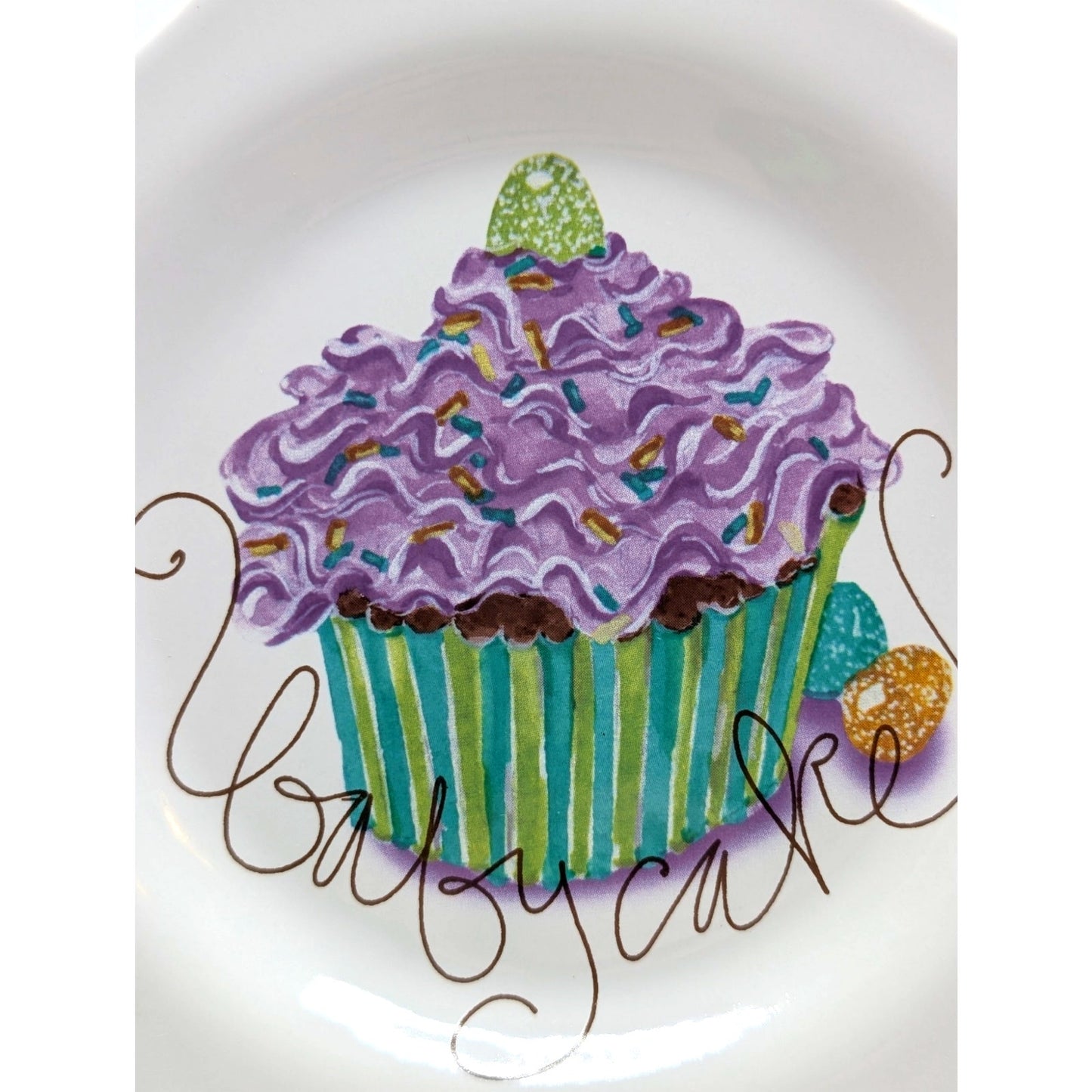 Rosanna Baby Cake Purple Cupcake Ceramic Cake Plate 7.5"