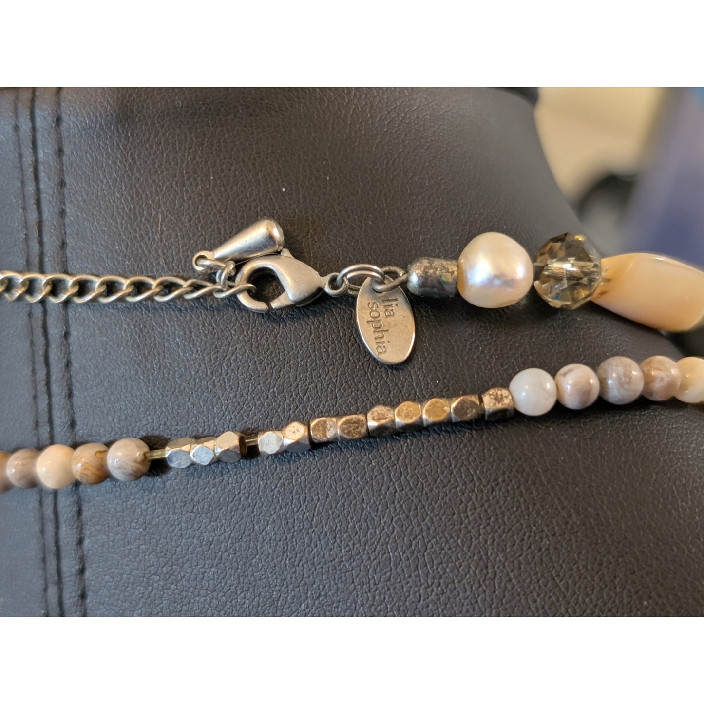 Lot of Two Stone Crystal Shell Pearl Layering Necklaces