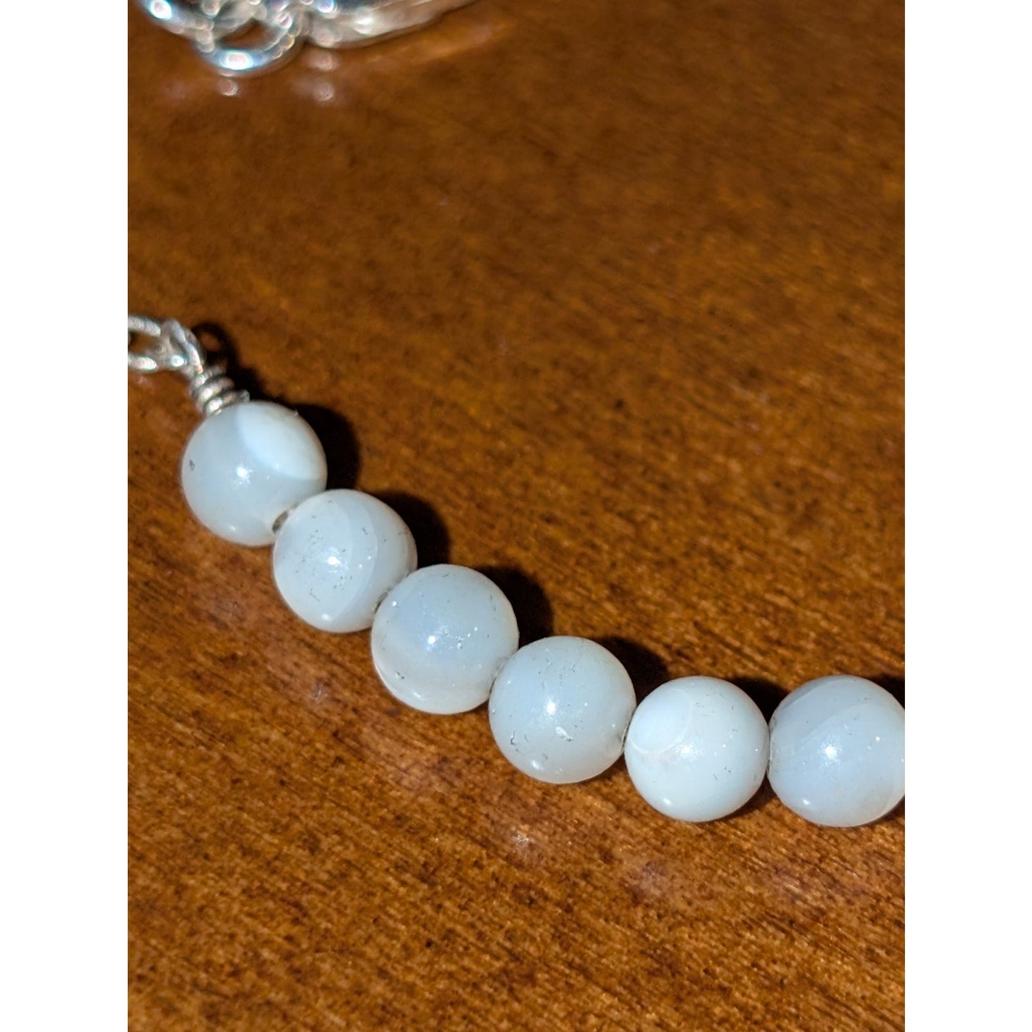 925 Sterling Silver Mother of Pearl Bead Chain 16"-19" Necklace