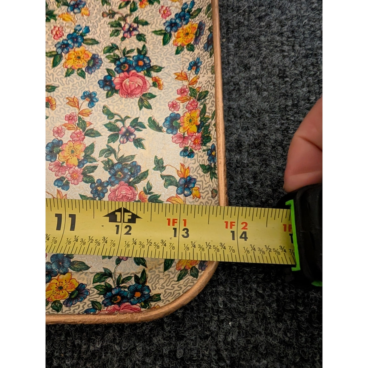 Vintage 50s Japanese Paper Mache Highmount Lacquer Floral Gilt Trim 14X10 Tray