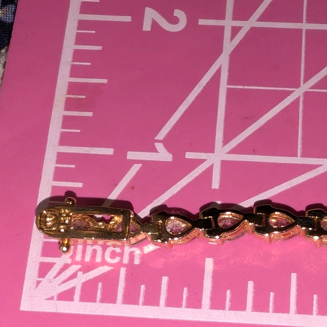 925 Sterling Vermeil Teardrop CZ Tennis Bracelet