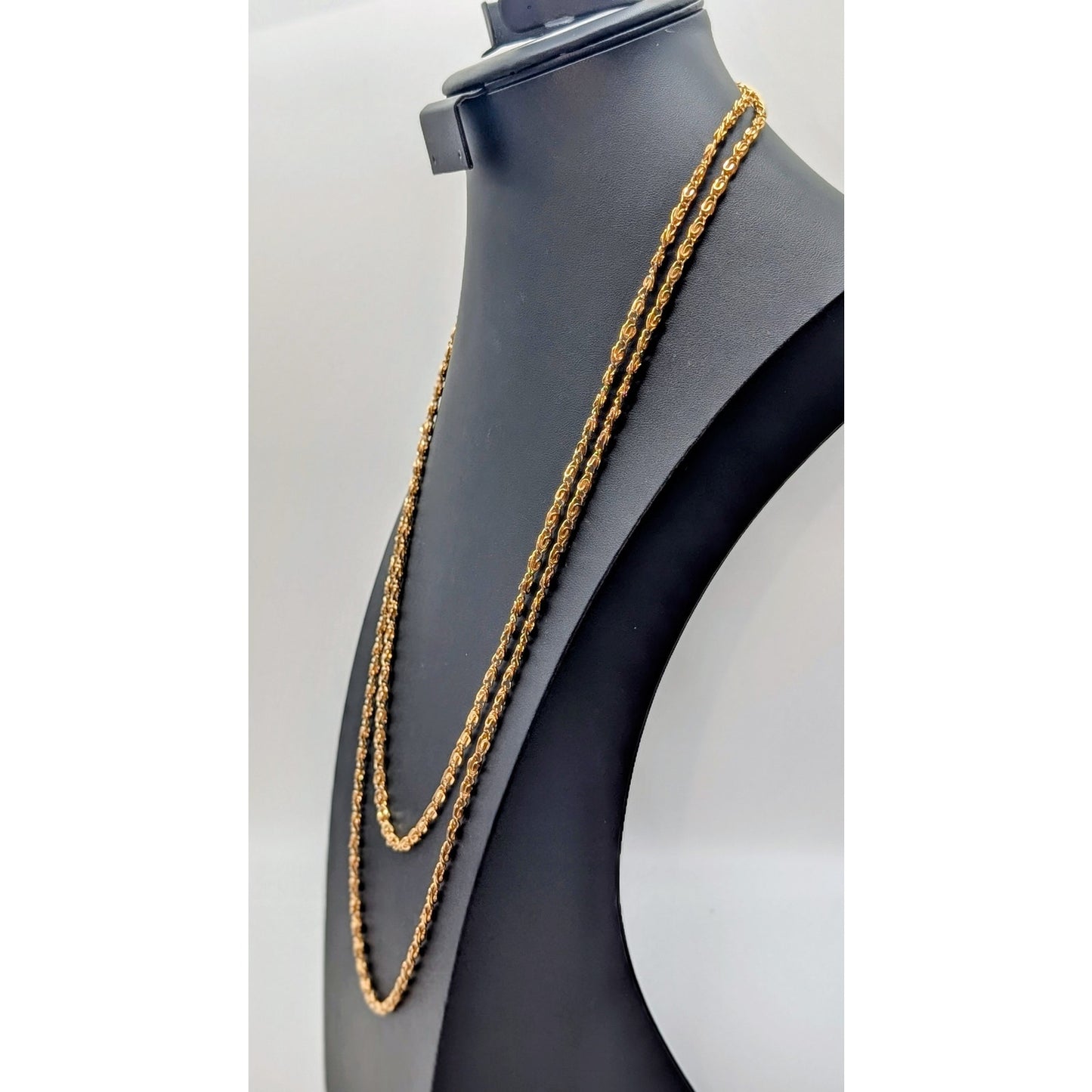Vintage Approximately 4mm Fancy Gold Tone Chain Link 60" Necklace