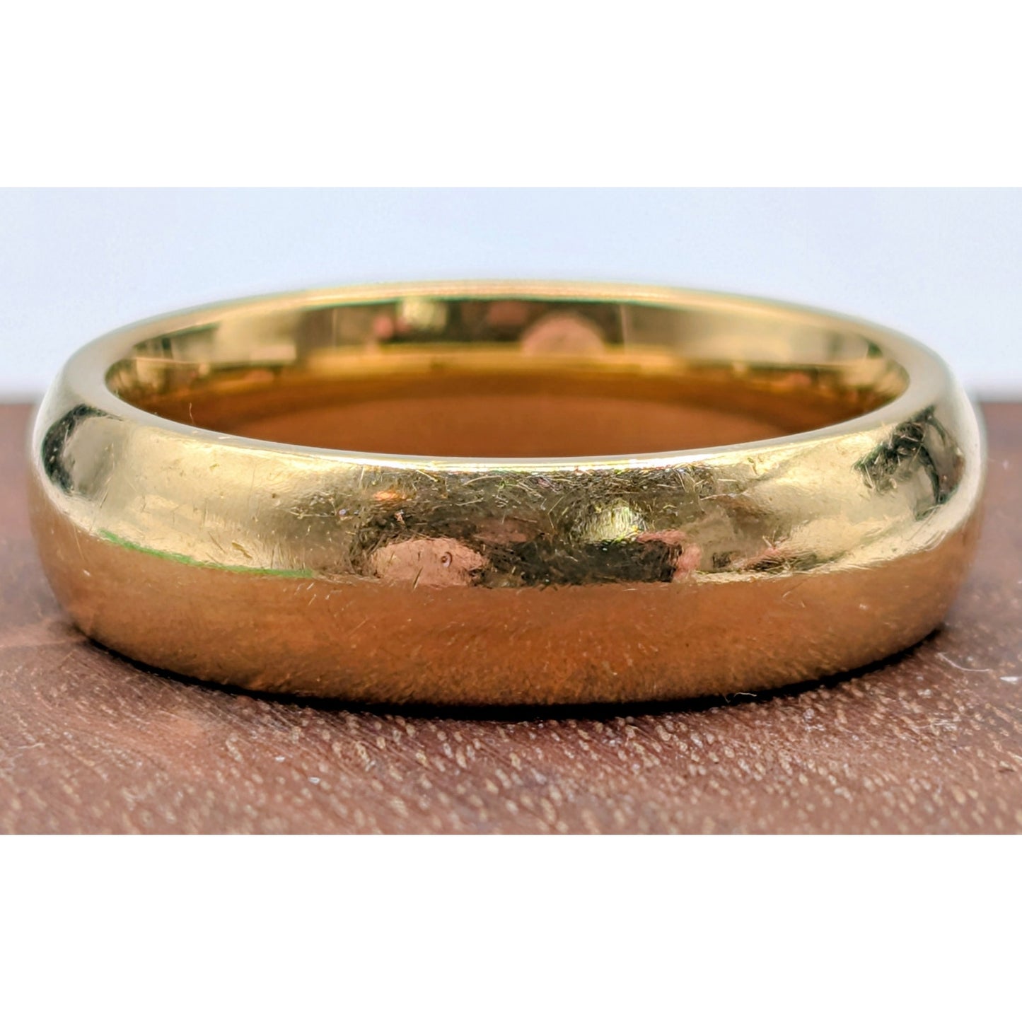 Vintage 18K Yellow Gold Artcarved Women's Wide Wedding Band Ring Size 6.5