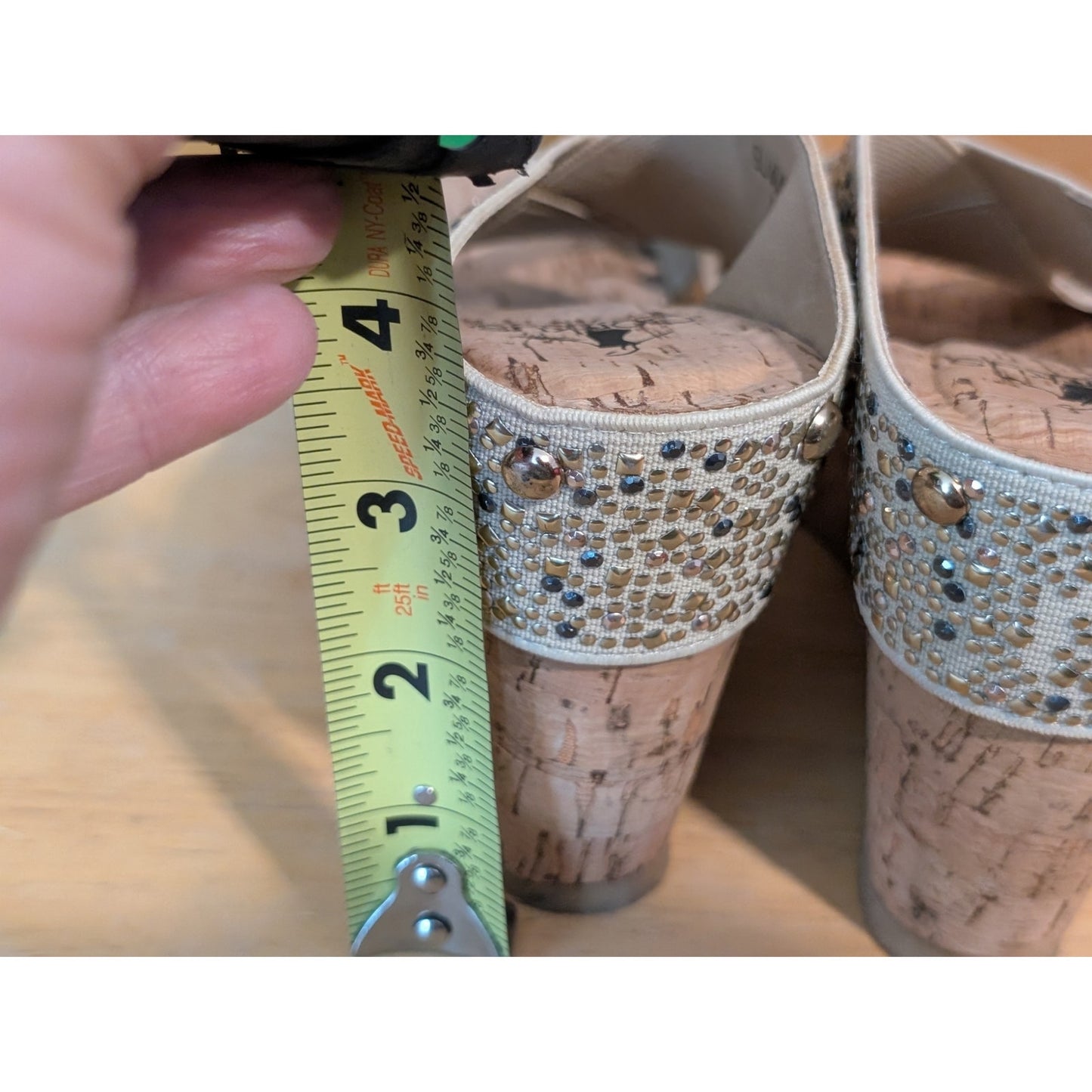 Corkys Summit Metallic Studs Criss Cross Wedge Open Toe Sandals Size 8