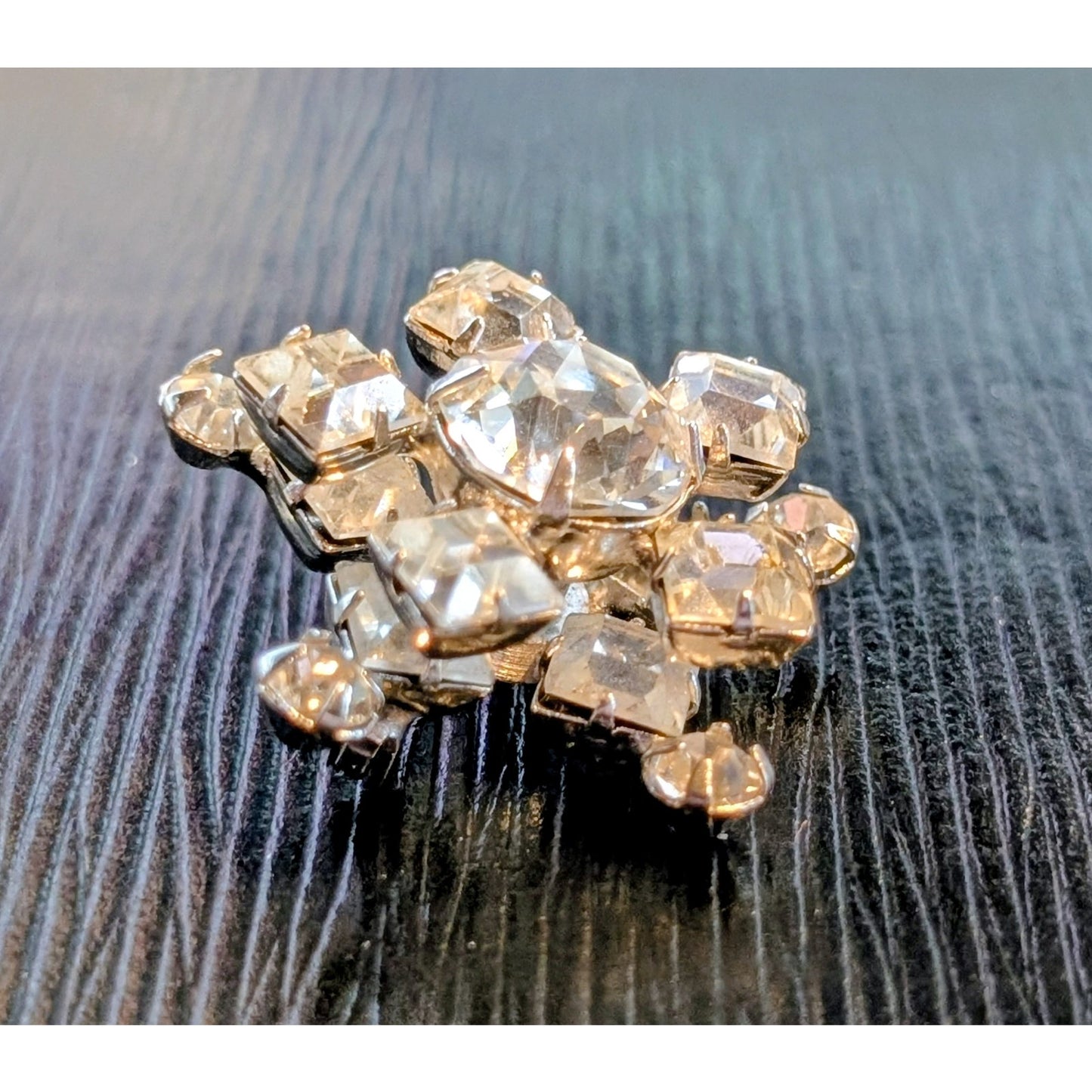 Vintage Flower Pinwheel Rhinestone Brooch