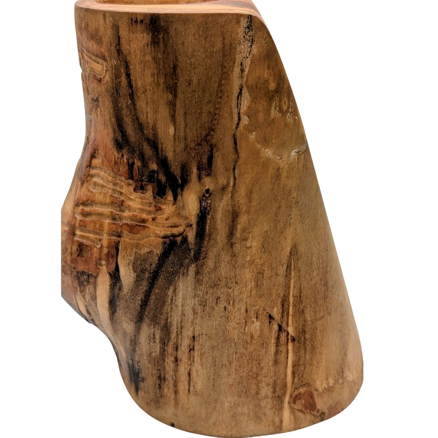 Artisan Created Wood Burned Horse Head Log Pillar Candle Holder
