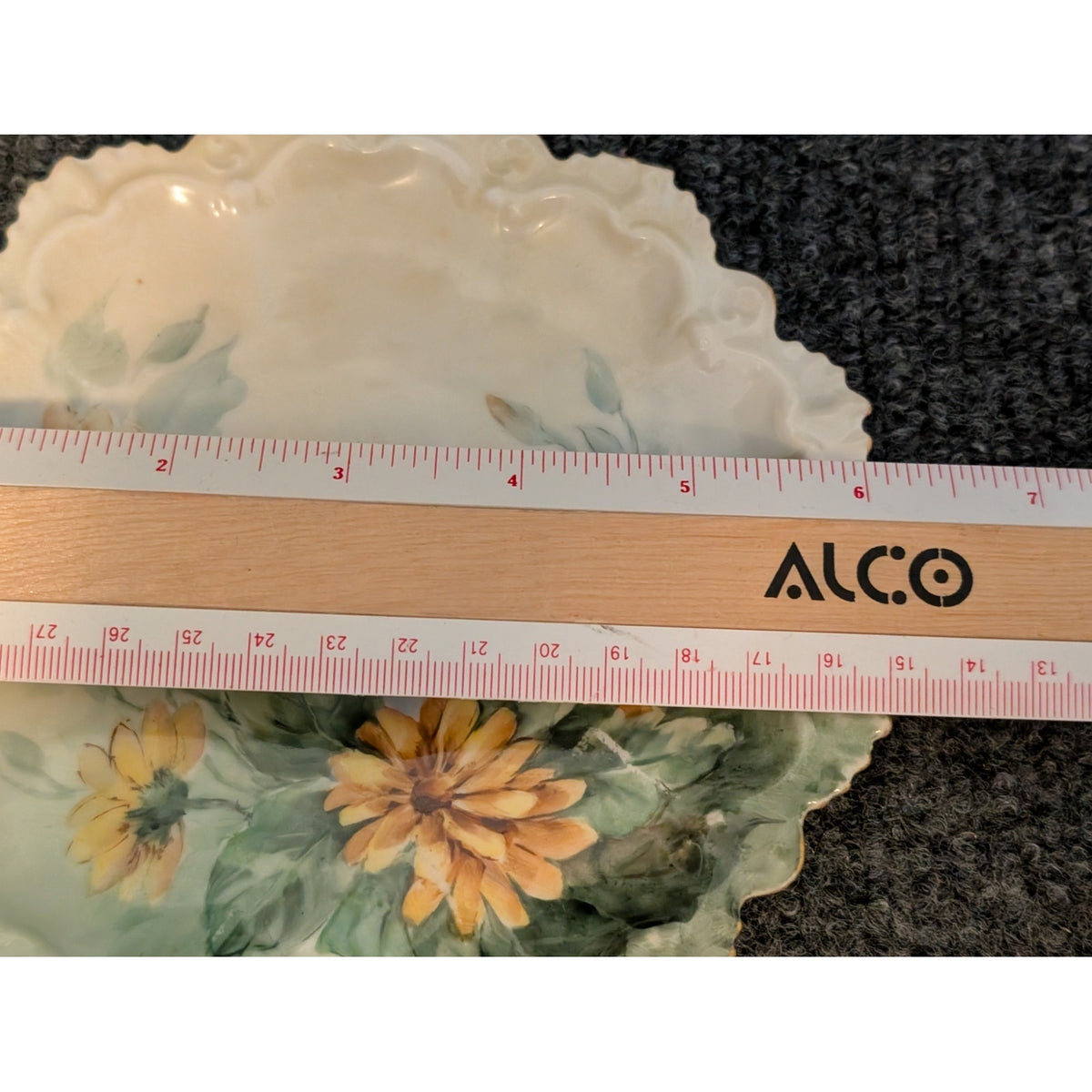 Vtg M.Z. Made in Austria Fancy Edge Hand-Painted Yellow Flower 6" Plate Signed
