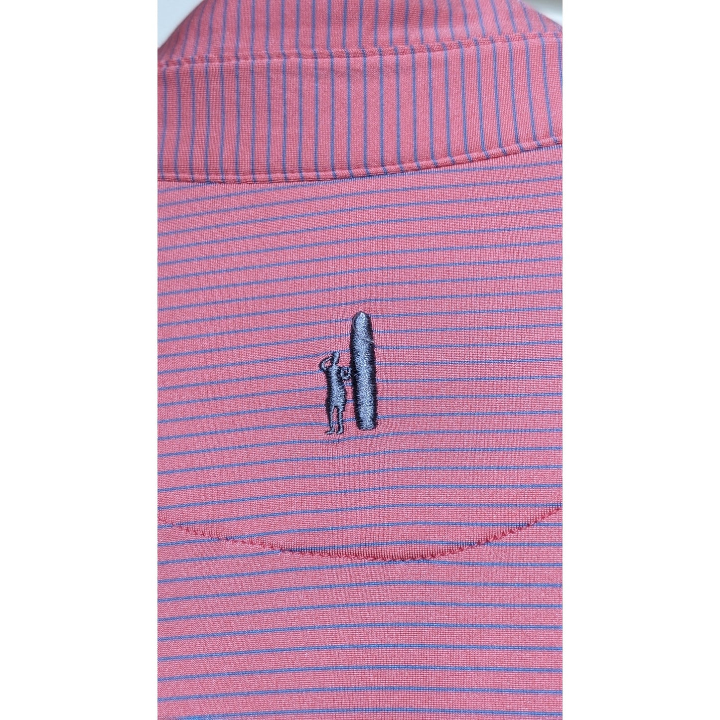 Johnnie-O Pink/Blue Striped Polo Golf Shirt Mens Size L