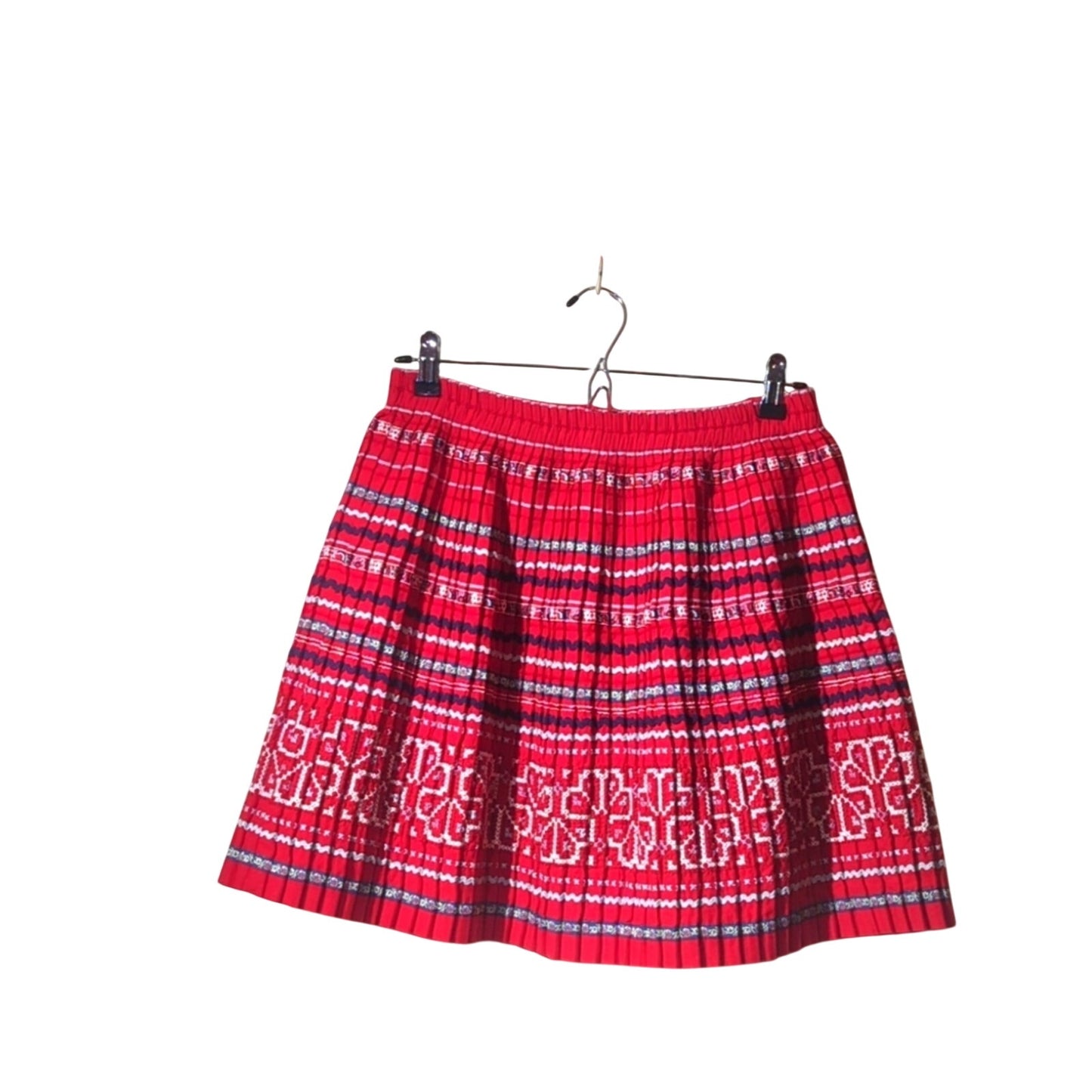 Club Monaco Red Olla Pleated Accordian Skirt Women's Size S-M (10)