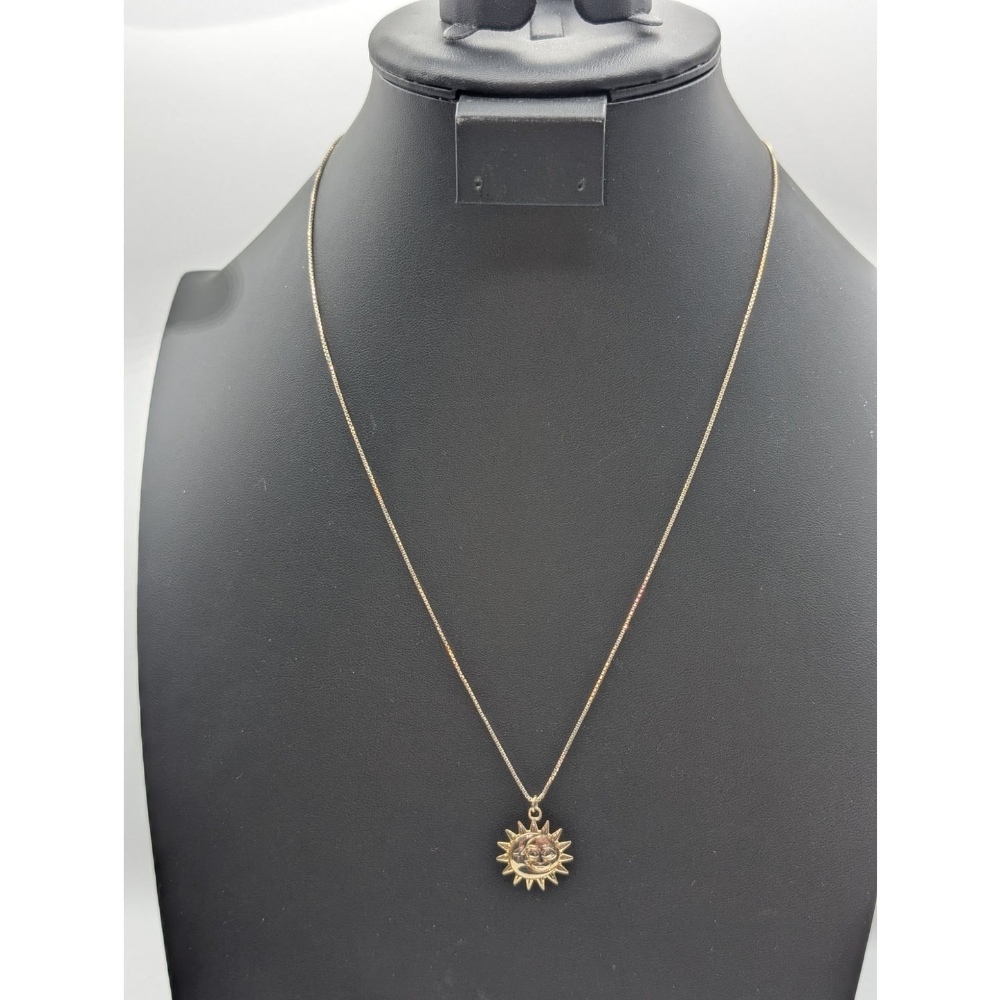 Vtg Dyadema 925 Italy Sterling Vermeil Sun Moon Pendant Box Pull Chain Necklace