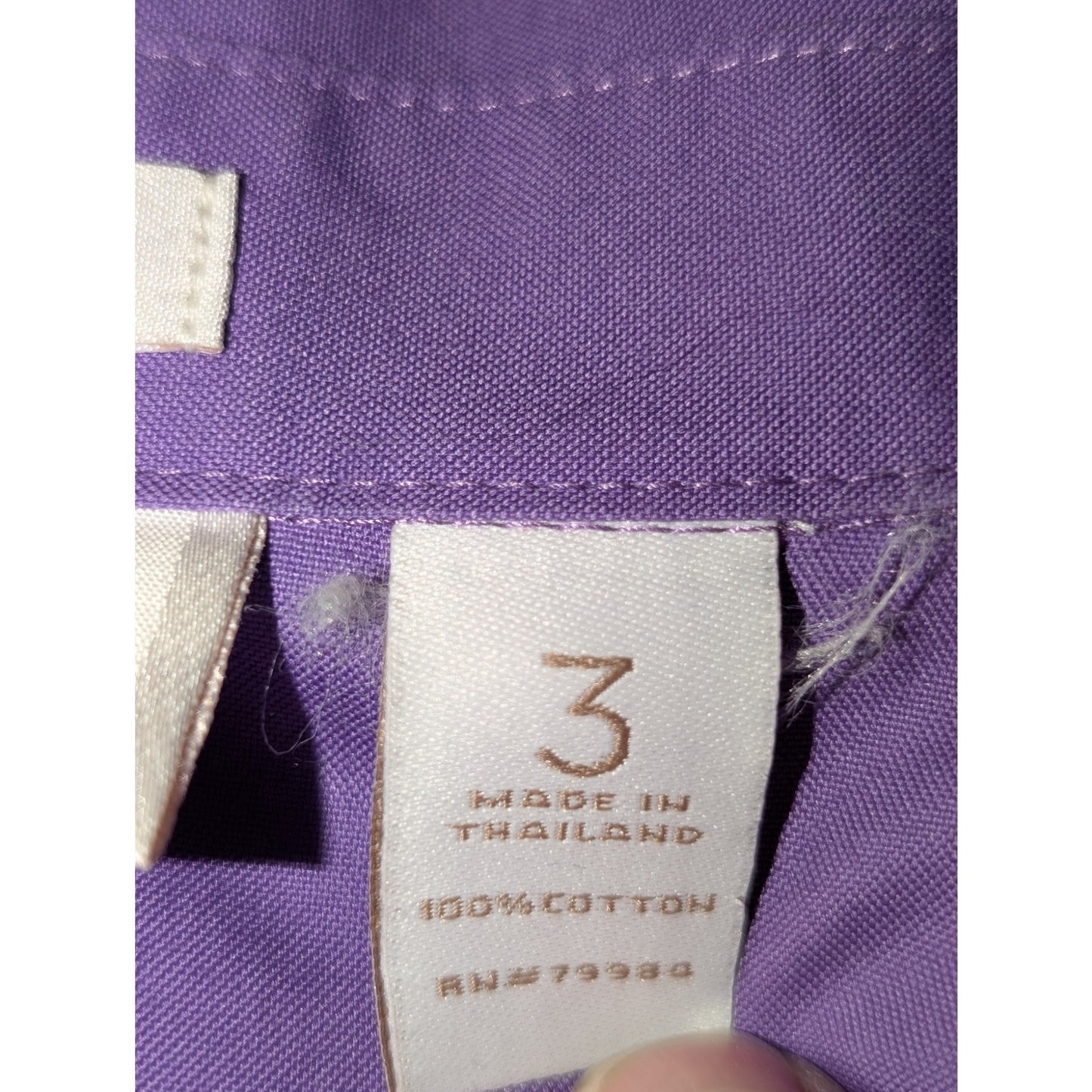 Chico's Sz 3 No-Iron Purple Hidden Button Front 100% Cotton Shirt USA Sz XL/16