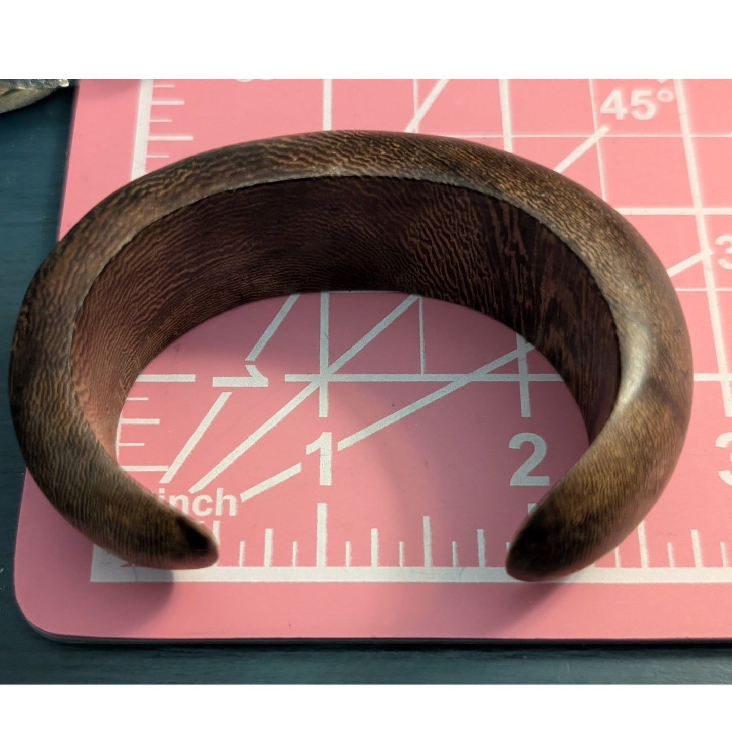 Vintage Chunky Wooden Cuff & Light Notched Wooden Bangle Bracelet