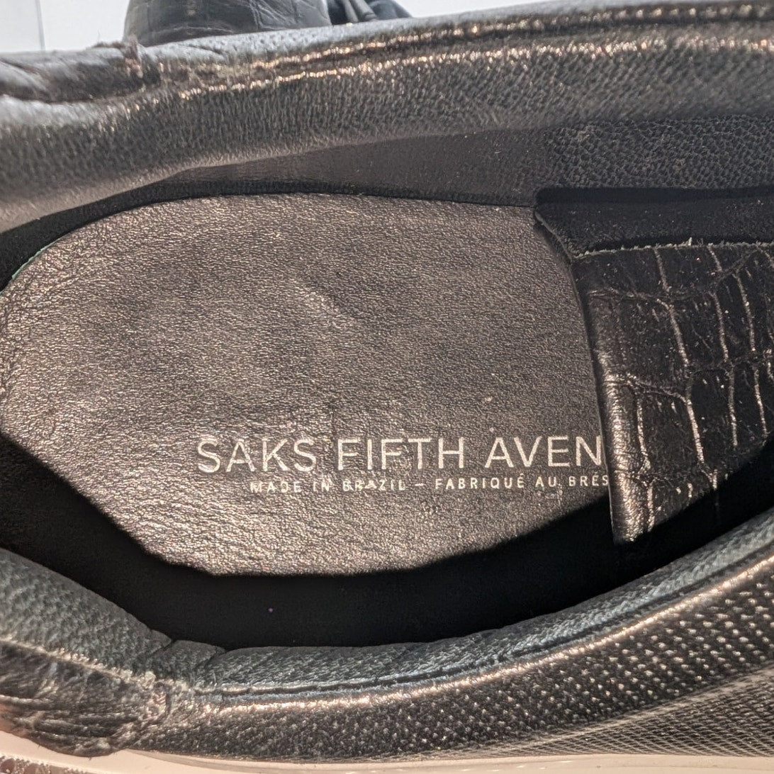 Saks Fifth Avenue Made in Brazil Black Leather Sneakers Size 10.5 M