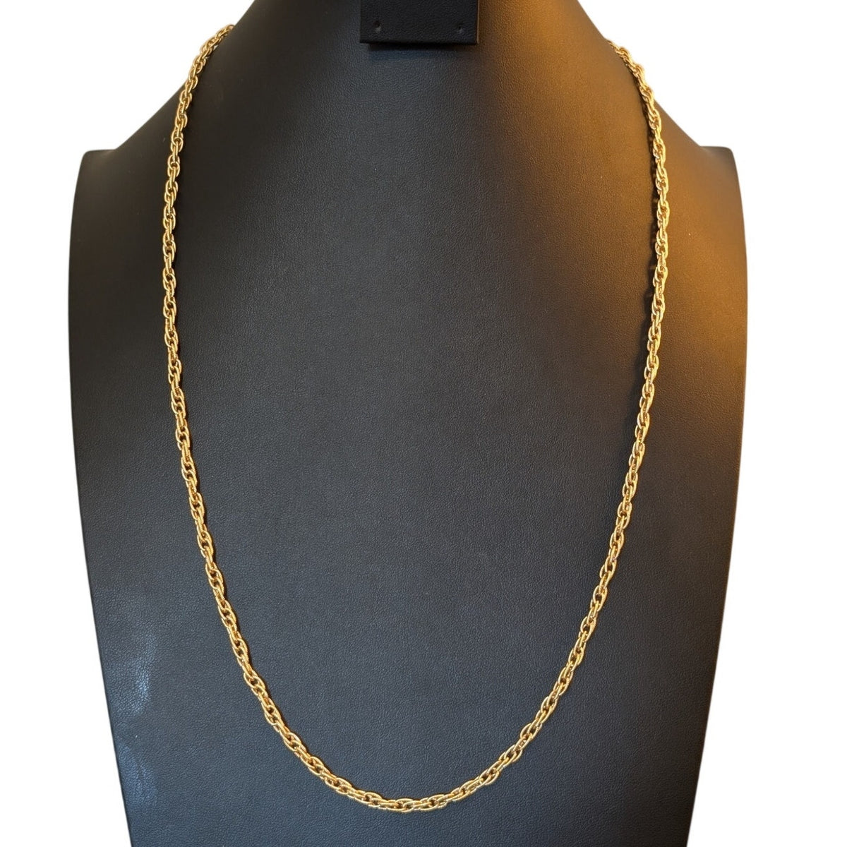 Vintage Signed Monet Textured Gold Tone 28" Necklace