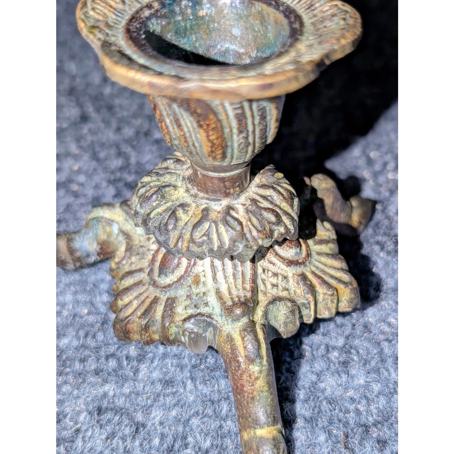 Vintage/Antique Pr. French Gilt Bronze Metal Patina Petite Candle Holders