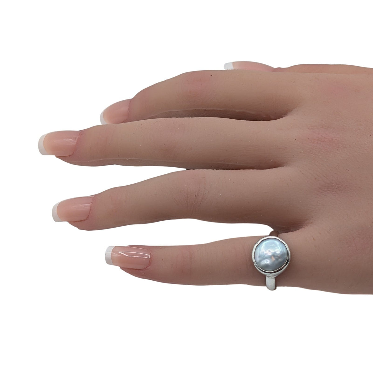 JANICE GIRARDI JGD Bezel Set Mother of Pearl 925 Sterling Silver Ring Size 6
