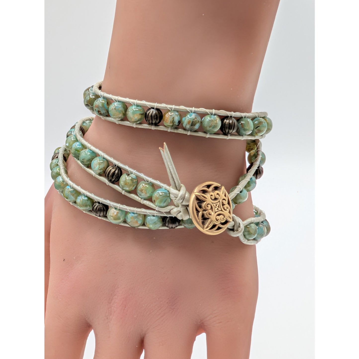 Green Acrylic Bead Wrap Bracelet