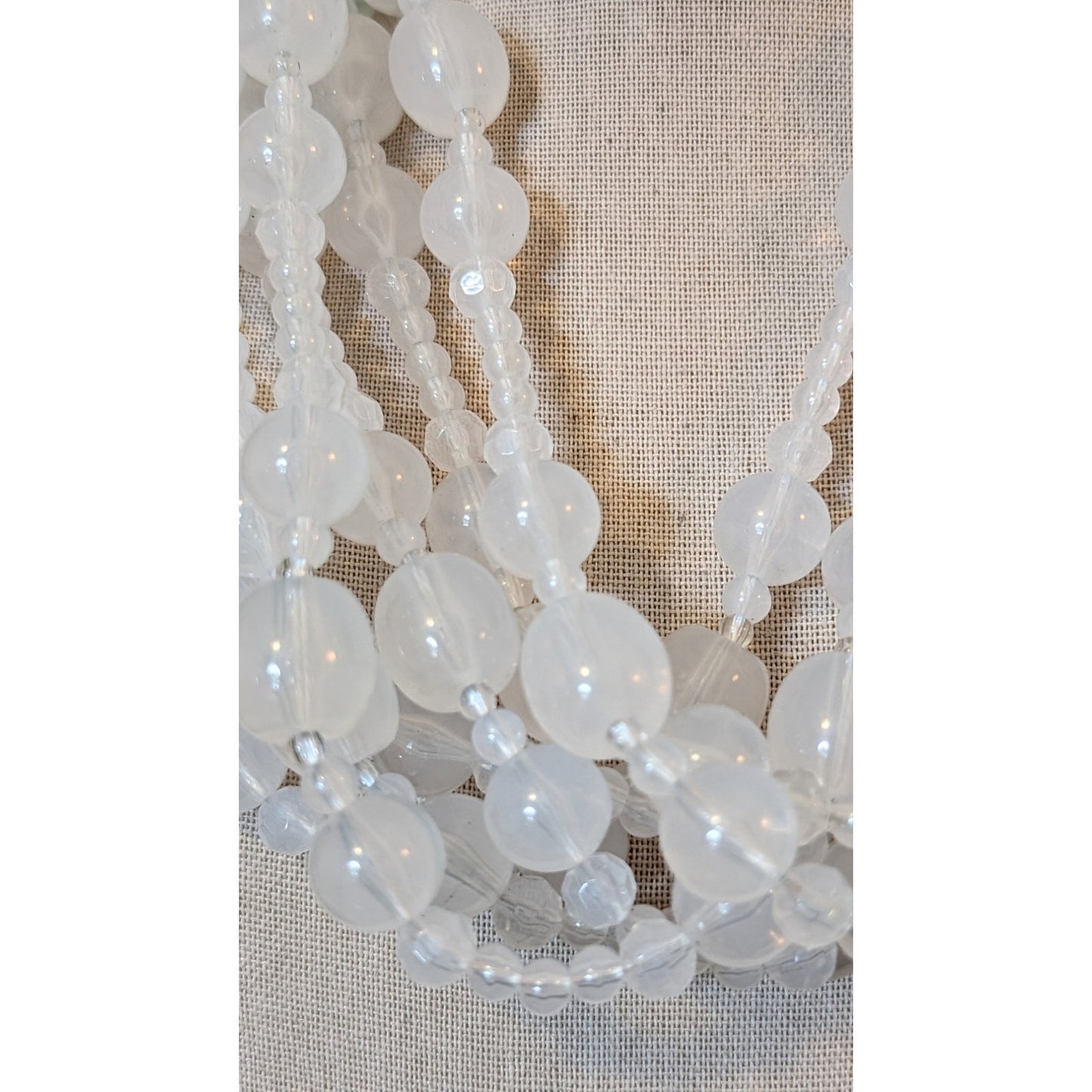 Angela Caputi Seven Strand Semi-Opague Clear & Light Green Acrylic Bead Necklace