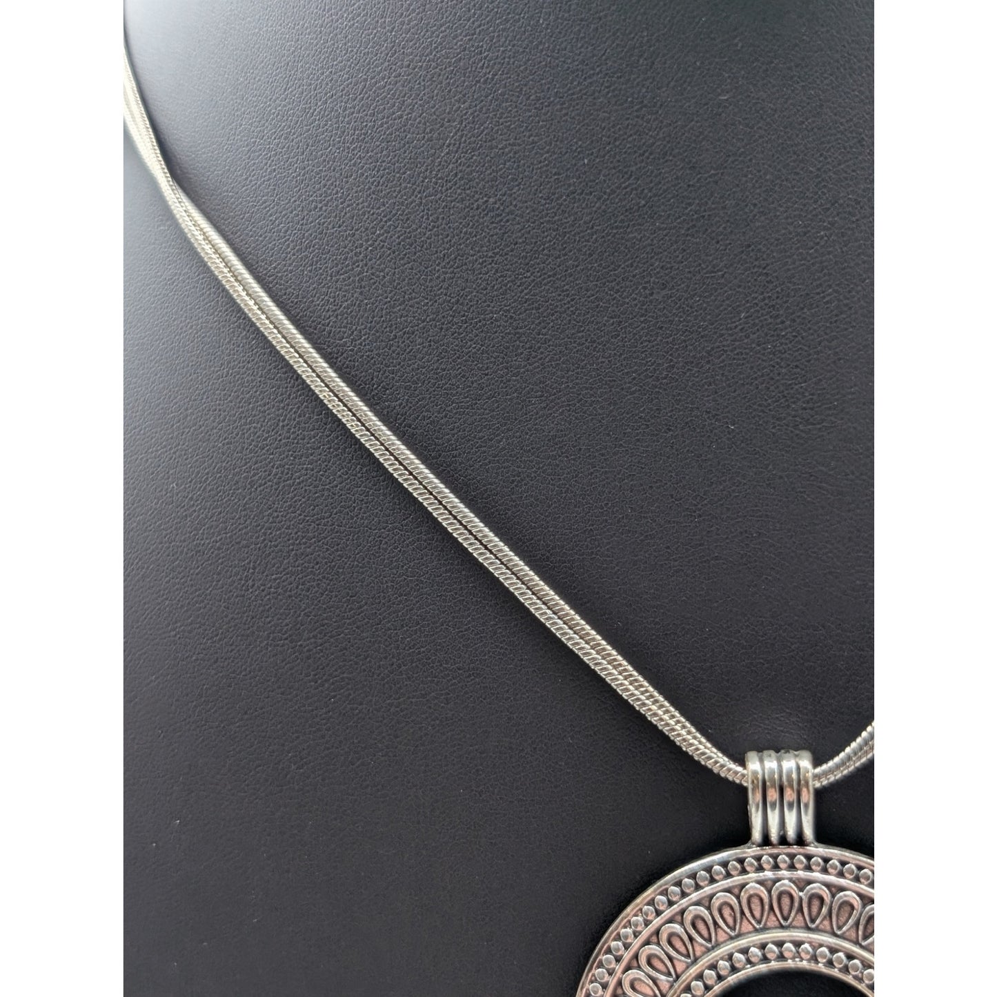 Hallmark 'V' 35"-38" Plus 4" Dangle Pendant Double Chain Silver Tone Necklace