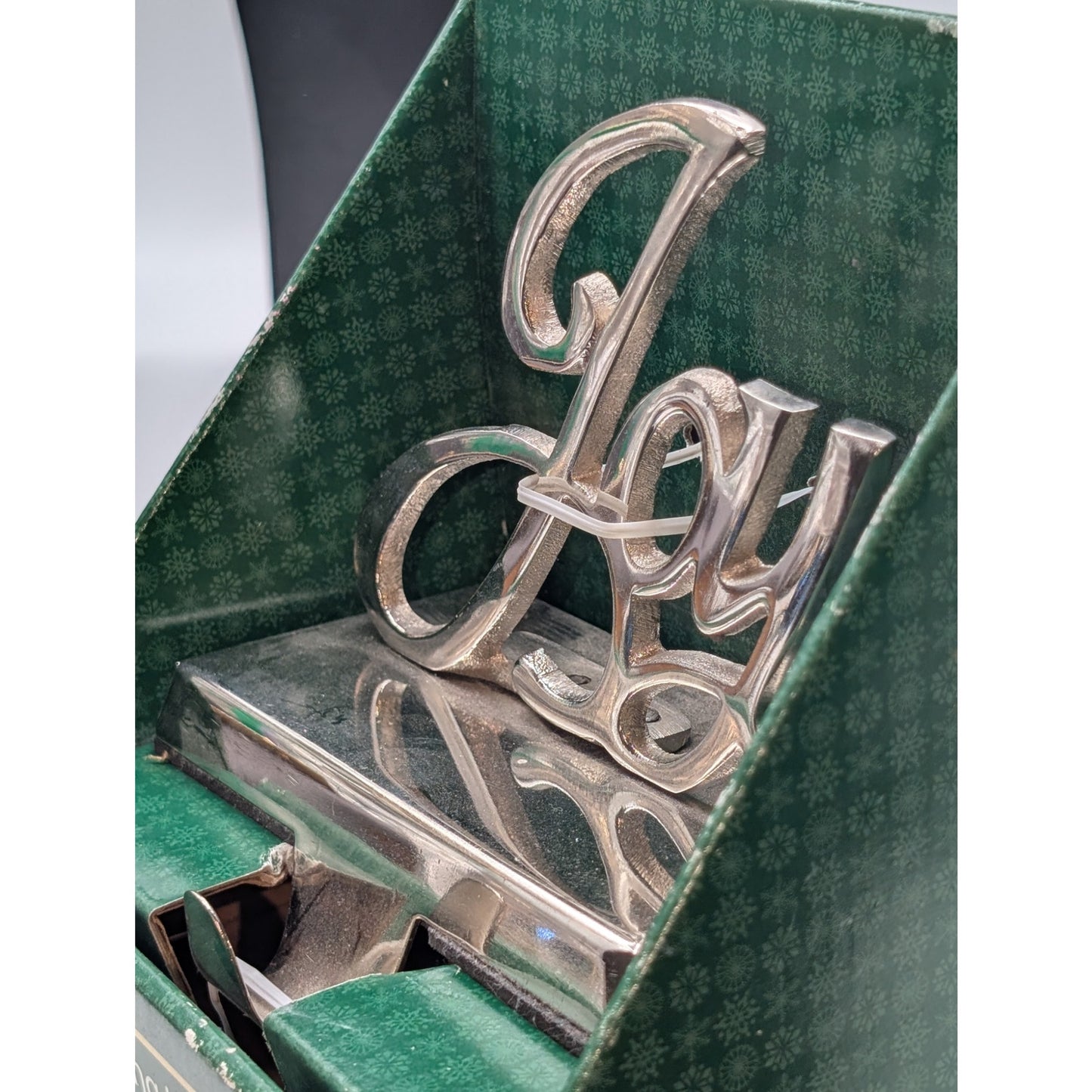 Christmas Holiday Time Silver Tone Joy Stocking Hanger
