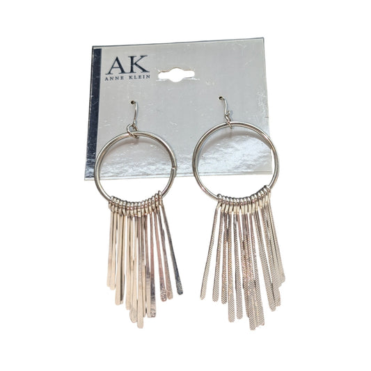 Vintage AK Anne Klein Silver Tone Circle Multi Dangle Boho Pierced Earrings