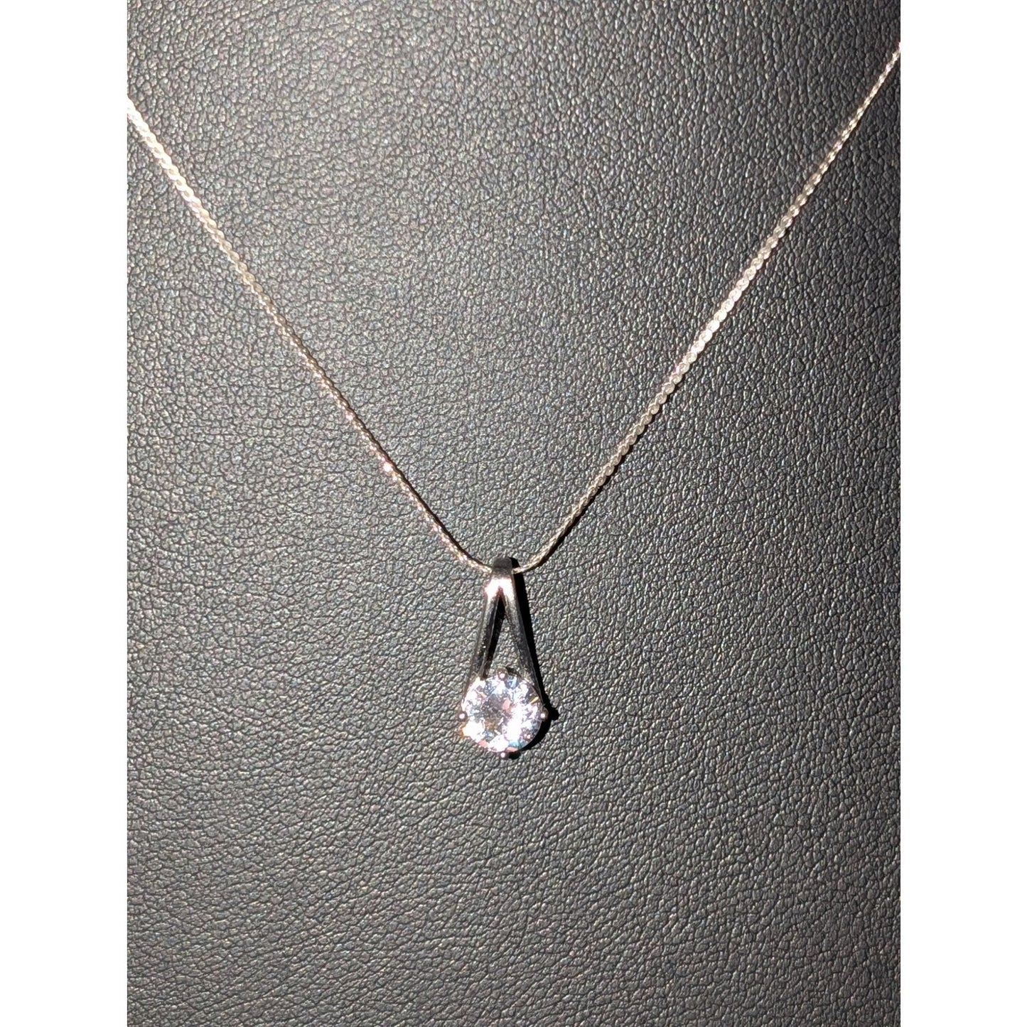 925 Sterling Silver Solitaire CZ Pendant Chain 18" Necklace