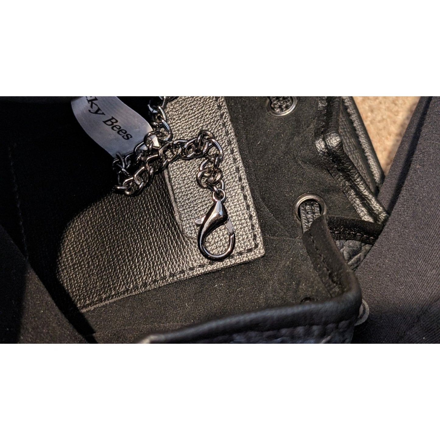 Lucky Bees Quilted Black Backpack