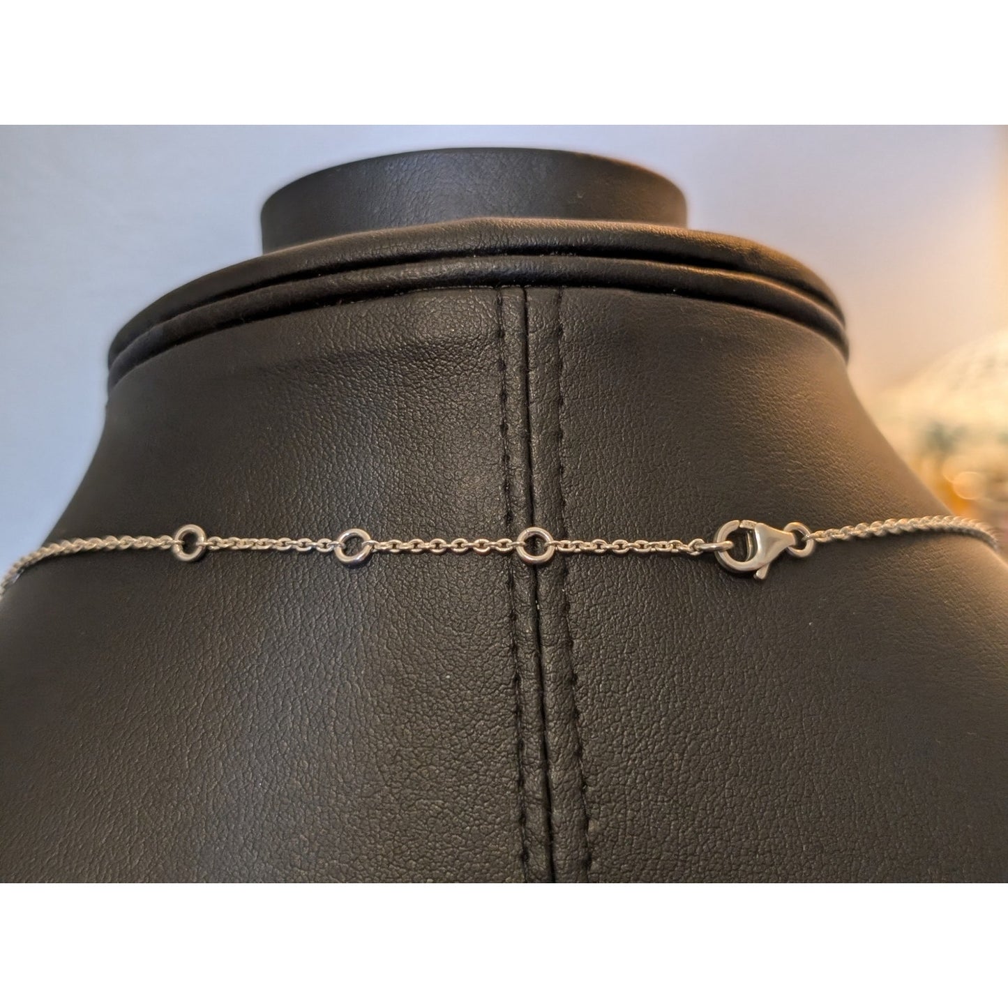 925 Sterling Silver Dainty Dangle Dot 16.5"-18.5" Necklace