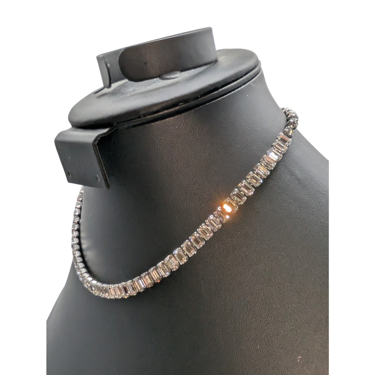 Vintage Weiss Signed Brilliant Cut Clear Baguette Rhinestone 16.5" Necklace