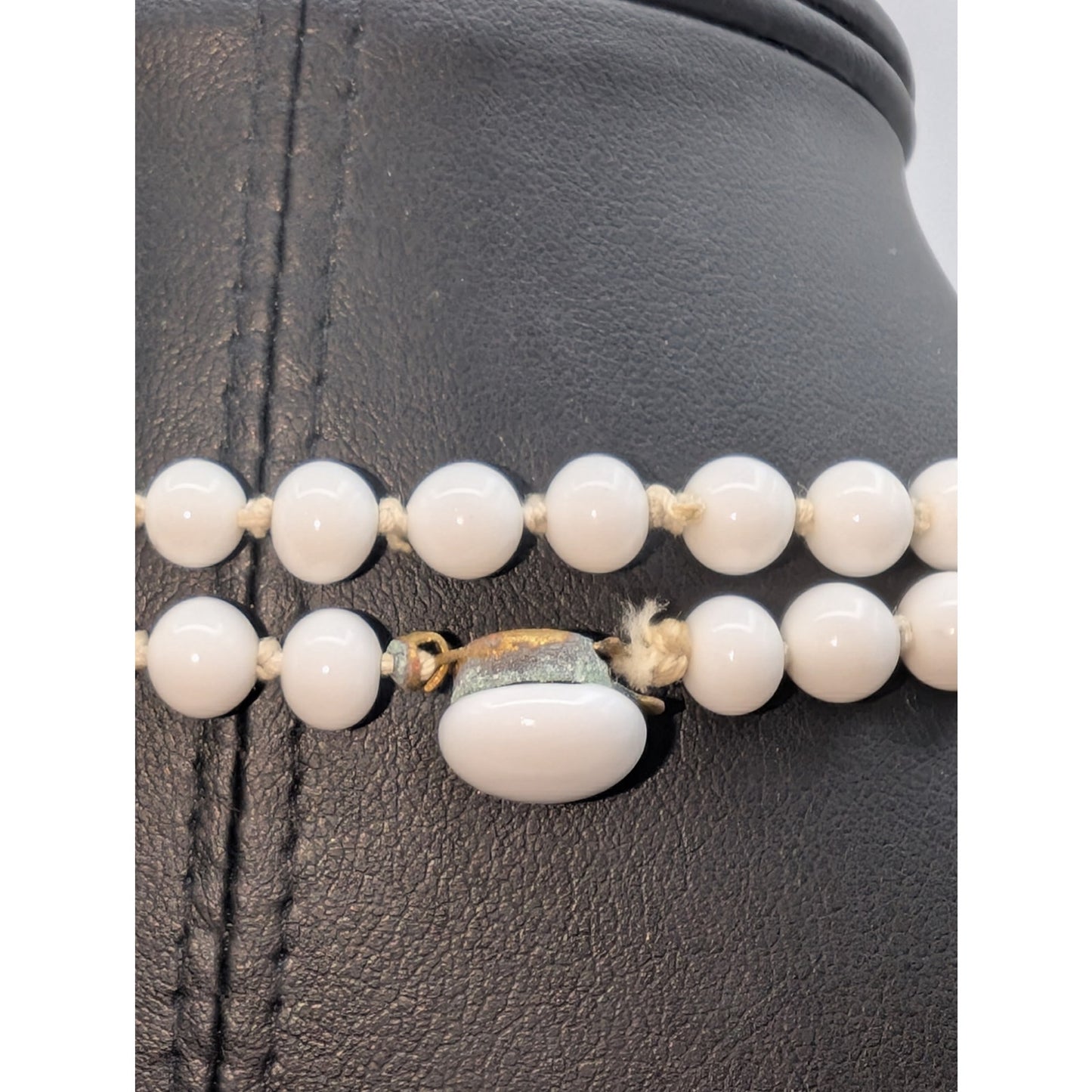 Lot of Three Vintage White Glass Beaded Necklaces