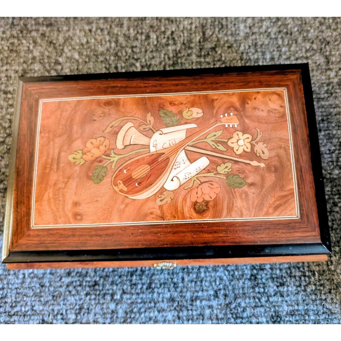Vtg Reuge Swiss Movement Inlaid Musical Jewelry Box Made in Sorrento Italy