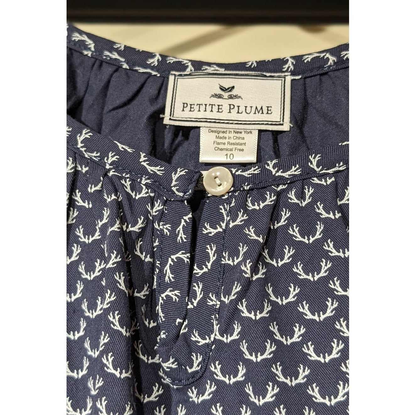 Petite Plume Navy Nordic Antlers Delphine Nightgown Girls' Sz 10