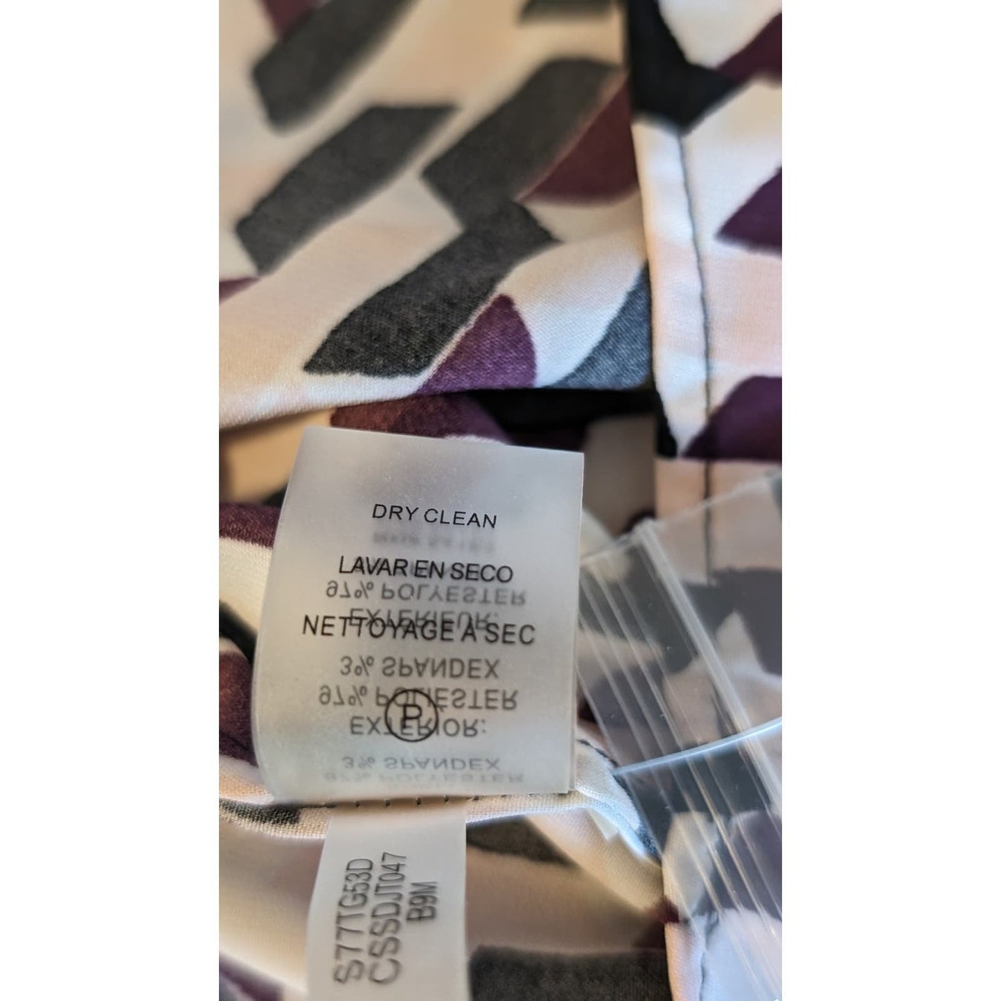 Calvin Klein Maroon Pink Black White Geometric Print V Neck Tunic Womens Sz XL