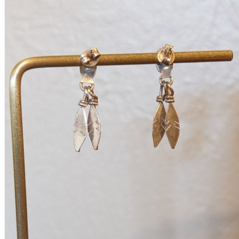 Native American Pink Stone Teardrop Ring Sz 4.75 & Feather Dangle Earring Set