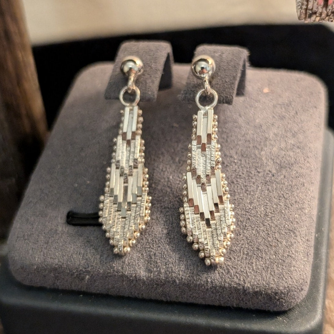925 Milor Italy Sterling Silver Chevron Dangle Earrings & Matching Bracelet