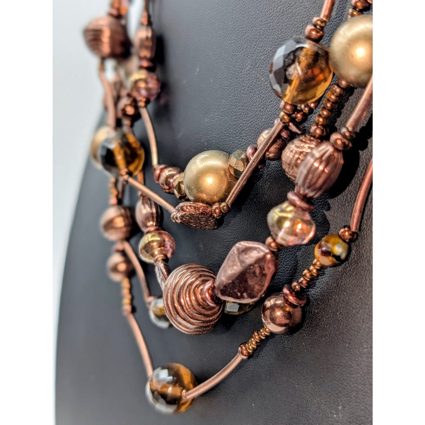 Chico's Five Strand Beaded Copper/Bronze Color 16.5"-20" Necklace