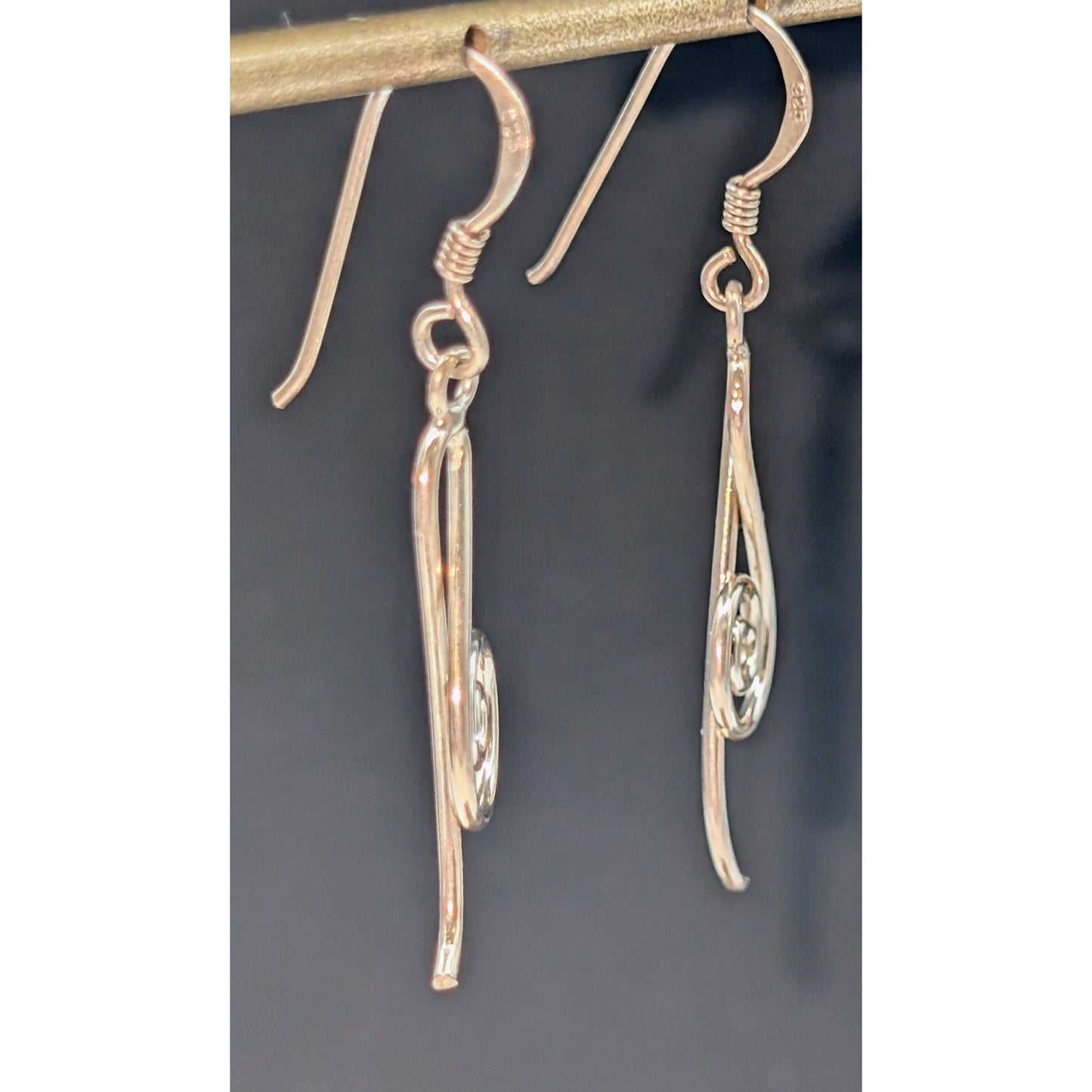 925 Sterling Silver Treble Clef Dangle Earrings