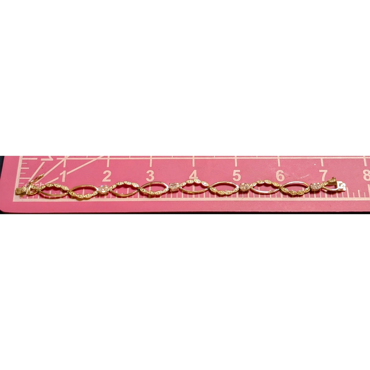 925 Sterling Silver CZ Oval Link Tennis Bracelet SU CH CZ