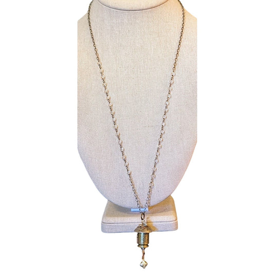 Tri-Metal Federal Gap 45 Ammo Butterfly Birdhouse Pendant on 925 & Crystal Chain