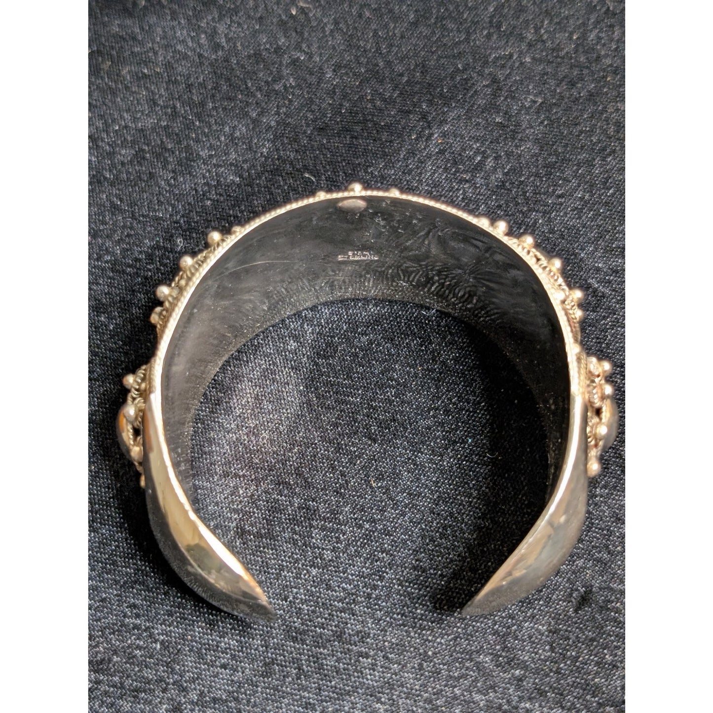 Rare Vintage Antique Siam Sterling Silver 64g 7" Wide Cuff Bracelet