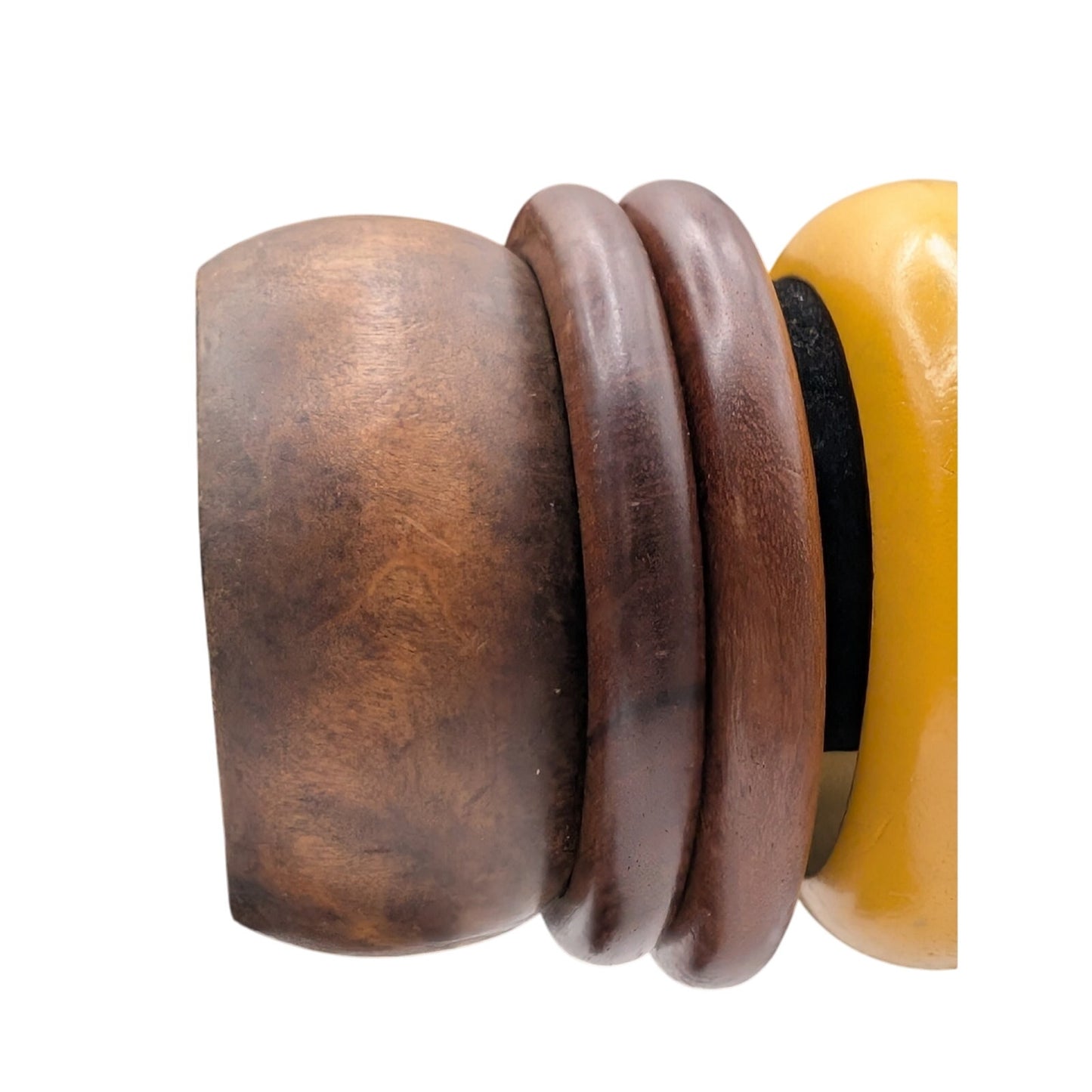 Lot of Five Vintage Wooden Bangle Bracelets Four Painted & Three Natural