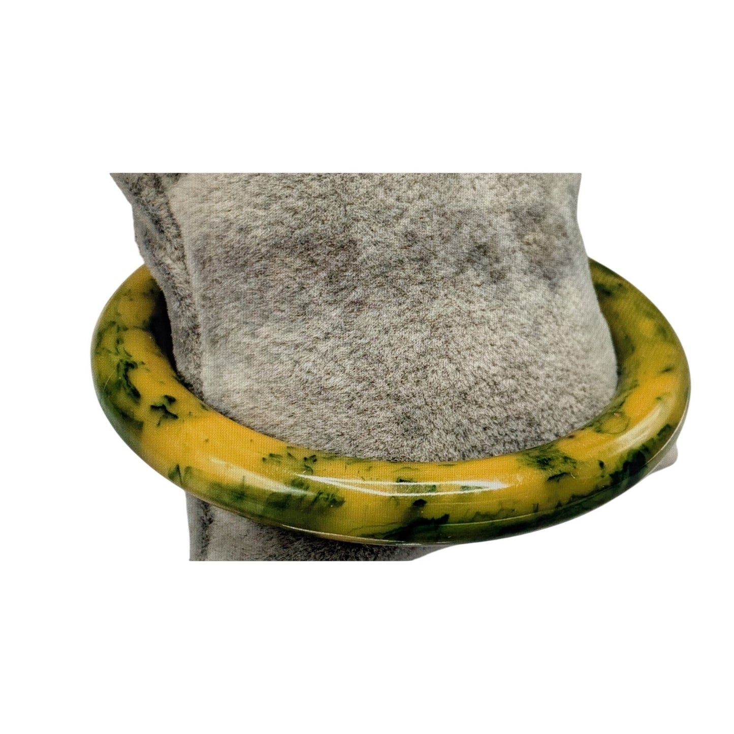 Vintage Green & Yellow Swirled Bakelite Bangle Bracelet-8"