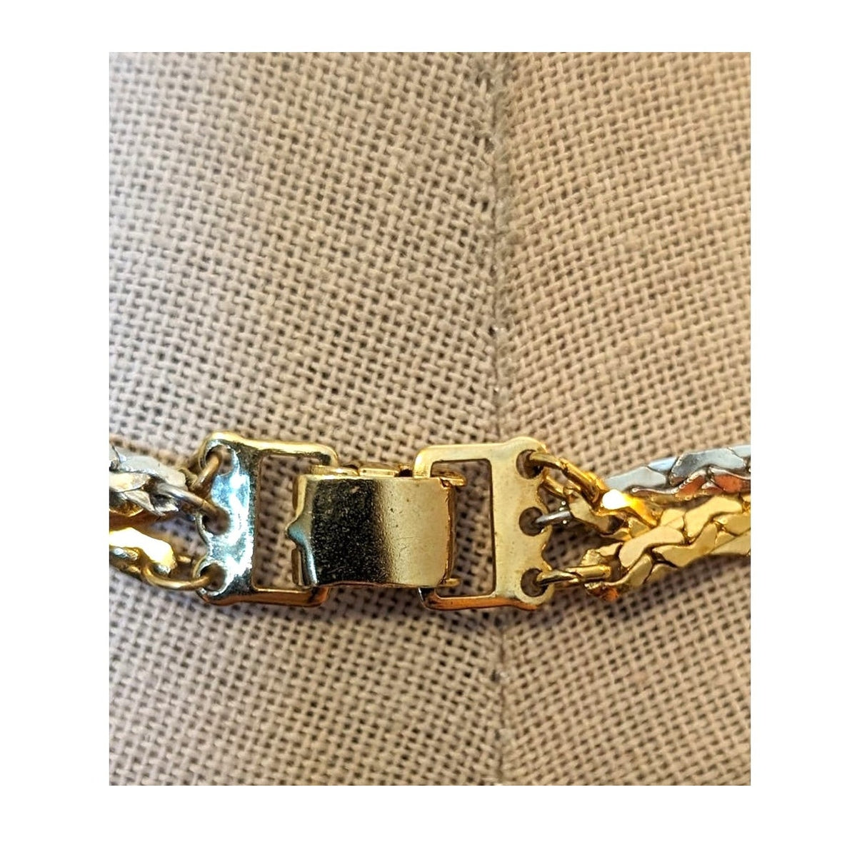 Vintage Napier Two Tone Braided Chain Choker W/ Fold Over Clasp